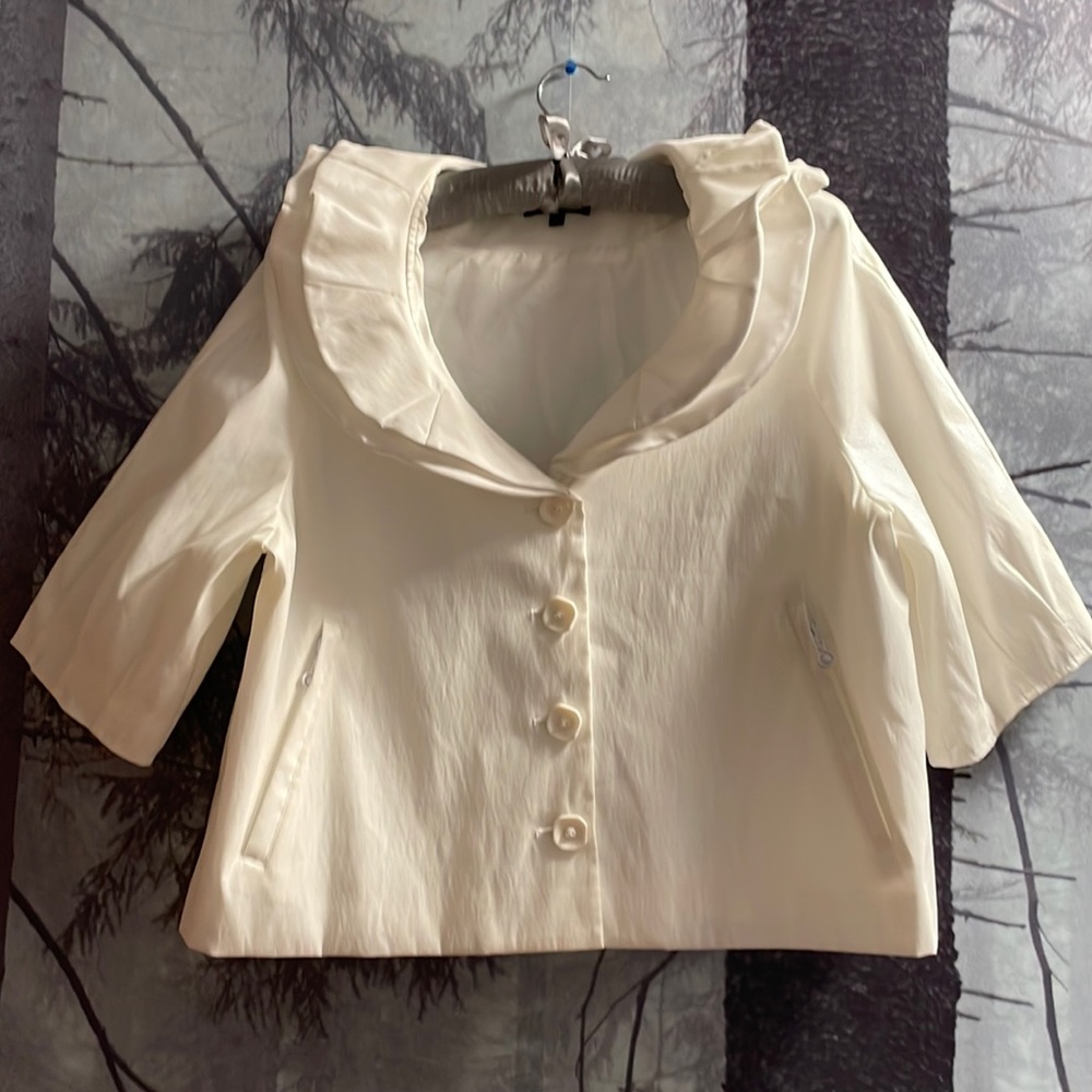 SAMUEL DONG White Taffeta Dress Jacket